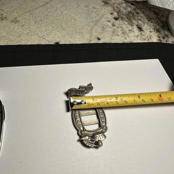 Signed Danecraft I Love My Cat Photo Frame Kitty Bowl Brooch Pin Pewter Tone - Picture 4 of 10